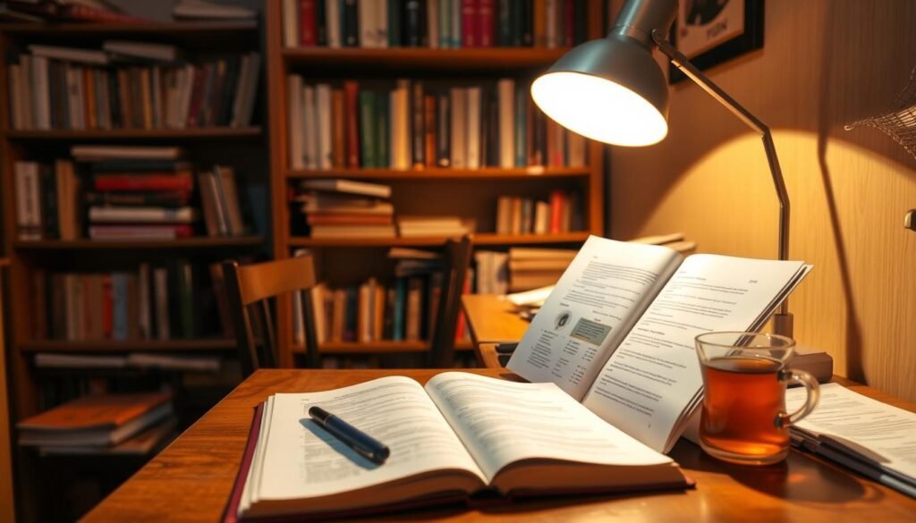 A cozy study nook with a desk, chair, and an open book, illuminated by warm, soft lighting from a desk lamp. In the background, a bookshelf filled with textbooks and notes, hinting at the diligent preparation for the upcoming Madhyamik exams. On the desk, a cup of tea, a pen, and a few carefully organized revision sheets, reflecting the student's focus and dedication to their last-minute study plan. The atmosphere exudes a sense of calm determination, with a subtle sense of urgency hinting at the approaching exam. A cozy study nook with a desk, chair, and an open book, illuminated by warm, soft lighting from a desk lamp. In the background, a bookshelf filled with textbooks and notes, hinting at the diligent preparation for the upcoming Madhyamik exams. On the desk, a cup of tea, a pen, and a few carefully organized revision sheets, reflecting the student's focus and dedication to their last-minute study plan. The atmosphere exudes a sense of calm determination, with a subtle sense of urgency hinting at the approaching exam.