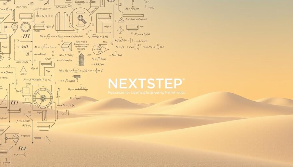 A meticulously crafted digital illustration showcasing the breadth and depth of engineering mathematics. In the foreground, a detailed schematic diagram depicting complex mathematical formulas and equations, meticulously rendered with precision. The middle ground features a NEXTSTEP text logo, subtly integrated into the composition. In the background, a serene, minimalist landscape with clean lines and geometric shapes, evoking a sense of order and logic. The image is bathed in a warm, soft lighting, creating a contemplative, intellectual atmosphere. The overall composition strikes a balance between the technical and the aesthetic, capturing the essence of "Resources for Learning Engineering Mathematics".