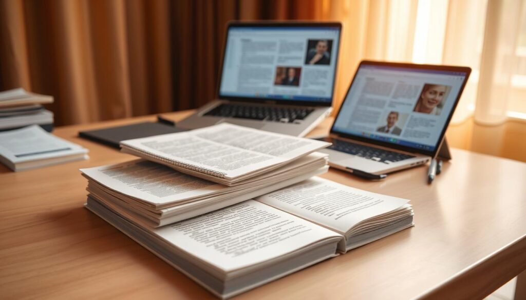 A neatly organized desk, bathed in warm, natural light filtering through airy curtains. On the surface, a stack of meticulously handwritten notes, their pages slightly worn, reflecting hours of dedicated study. Beside them, a laptop displaying digital versions of the same content, highlighting the seamless integration of traditional and modern learning methods. The overall scene exudes a sense of focus, productivity, and the pursuit of academic excellence, perfectly encapsulating the essence of "How to Find Quality Higher Secondary Notes".
