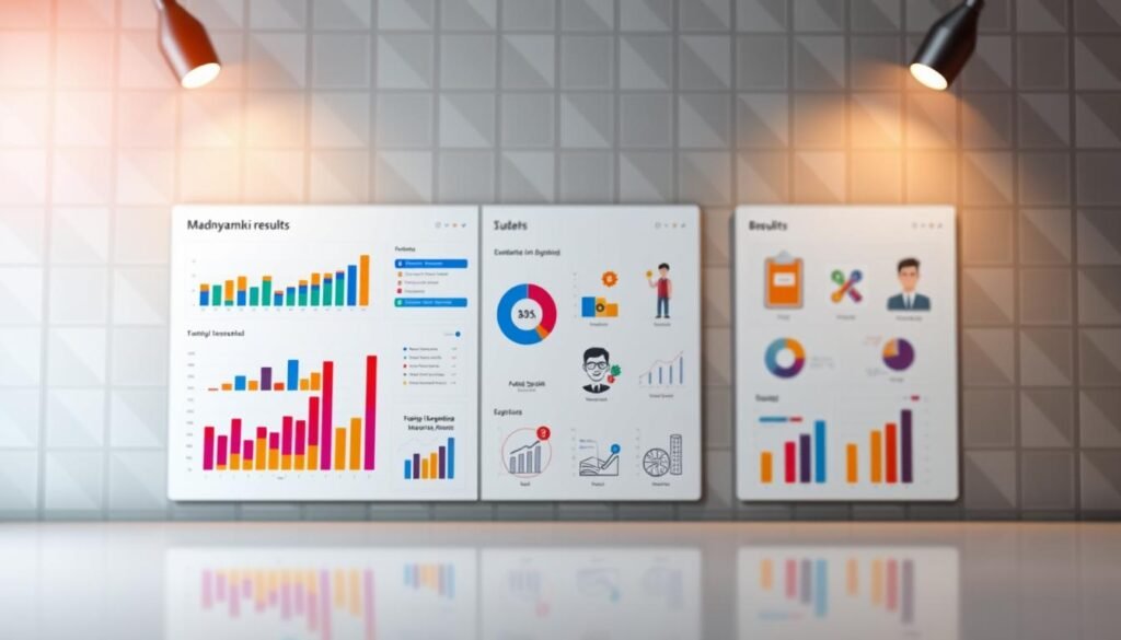 A stylish infographic showcasing insightful Madhyamik result analysis. The foreground features a polished data visualization dashboard with colorful charts, graphs, and statistics depicting student performance trends. The middle ground includes thoughtful icons and illustrations representing different academic skills and competencies. In the background, a muted geometric pattern creates a refined, professional atmosphere. Warm lighting from above casts a subtle glow, while a shallow depth of field keeps the focus on the key analytical elements. The overall mood is one of clarity, progress, and a forward-looking approach to leveraging Madhyamik results to develop essential skills. A stylish infographic showcasing insightful Madhyamik result analysis. The foreground features a polished data visualization dashboard with colorful charts, graphs, and statistics depicting student performance trends. The middle ground includes thoughtful icons and illustrations representing different academic skills and competencies. In the background, a muted geometric pattern creates a refined, professional atmosphere. Warm lighting from above casts a subtle glow, while a shallow depth of field keeps the focus on the key analytical elements. The overall mood is one of clarity, progress, and a forward-looking approach to leveraging Madhyamik results to develop essential skills.