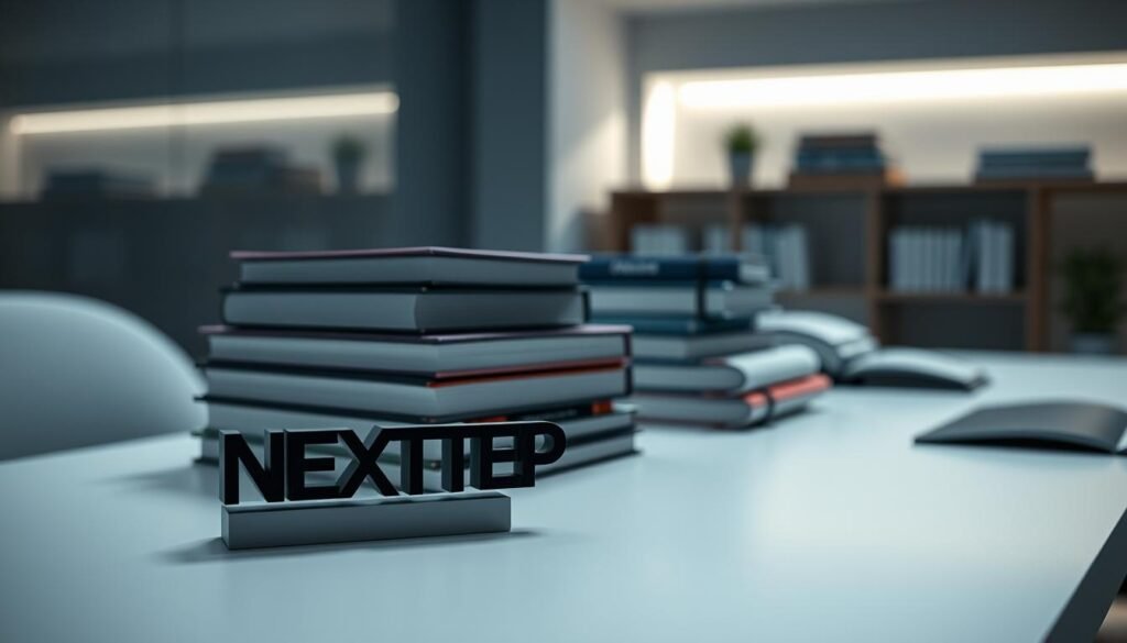 Study Guides for Engineers, meticulously crafted with a clean, minimalist aesthetic. Stacks of textbooks and notebooks sit atop a sleek, modern desk, illuminated by soft, directional lighting. In the foreground, a NEXTSTEP logo boldly stands out, hinting at the cutting-edge knowledge within. The background blurs softly, drawing the eye to the study materials, the tools of the trade for aspiring engineers. The mood is one of focused concentration, a space dedicated to learning and growth. Rendered in a high-resolution, photorealistic style, this image captures the essence of the "Introduction to Engineering Study Materials" section, inspiring readers to embark on their own educational journey.